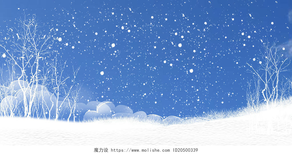 夜晚唯美雪景冬天下雪雪花风景展板背景小寒
